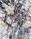 Archi-Trace-LOT-01-shin 00, 160 x 130 cm Airbrush, Tinte, Siebdruck auf Leinwand, 2024