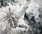 Tree, 120 x 150 cm, Tusche , Tinte auf Leinwand, 2019