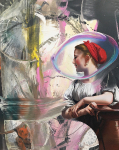Bubble (Moissonneuse), 2022, Acryl, Öl auf Leinwand 200 x 160cm, 2022