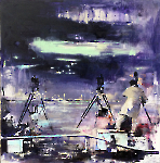 Die Auswertung,130x130 cm, Öl auf Leinwand, 2016