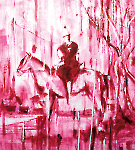 Village Horse Man_140 x 120 cm, Acryl, Lack auf Leinwand, 2024