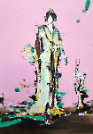 Geisha with Animal, 70 x 50 cm, Acryl. Lack auf Leuinwand, 2025