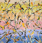 Sunset Birds, 100 x 100 cm, Acryl. Lack auf Leuinwand, 2025