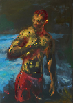 Badender, 100 x 70 cm, Acryl auf Leinwand, 2022