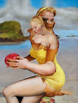 Beachgirl-80x60-Öl auf Holz, 2022
